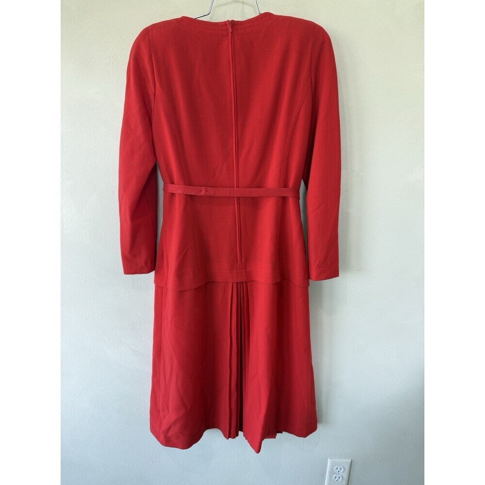 VTG Louis Feraud Women’s Long sleeve Red Wool Midi Dress 12 Vintage - Picture 6 of 9